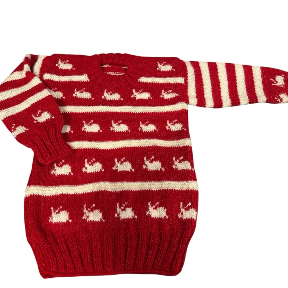 Red and White Bunny Sweater